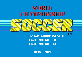 World Cup Italia '90 title screen for Sega Mega Drive